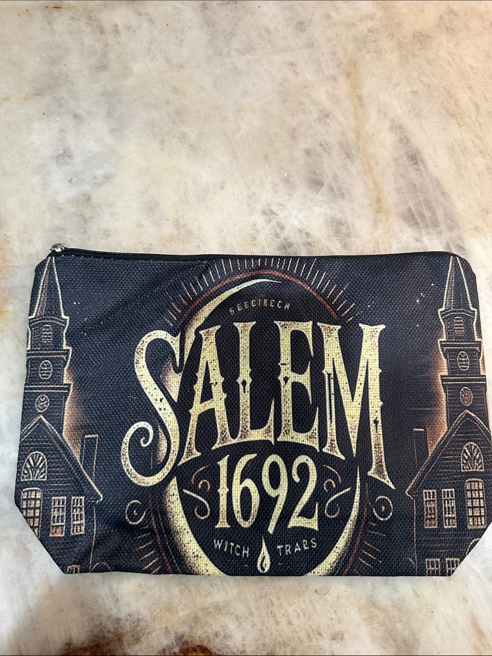 Salem 1692 Black Graphic Zip Pouch